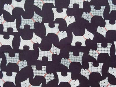 "Whiskers and Tails" Scottie Fabric in Black