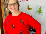 Red Sweater with black Sequin Scotties